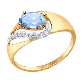 Кольцо из красного золота с топазом и фианитами 714671