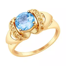 Кольцо из красного золота с топазом и фианитами 714881