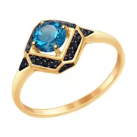 Кольцо из красного золота с топазом и фианитами 714956