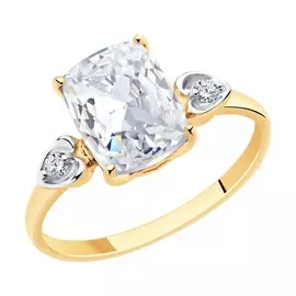 Кольцо из красного золота с топазом и фианитами 716054