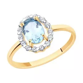 Кольцо из красного золота с топазом и фианитами 716160