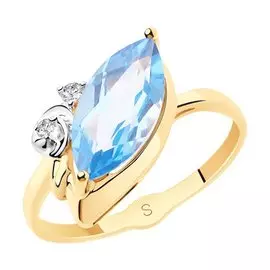 Кольцо из красного золота с топазом и фианитом 715559