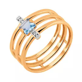 Кольцо из красного золота с топазом и куб. цирконием к3867V61