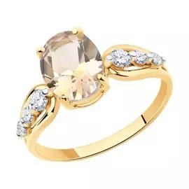 Кольцо из красного золота с топазом SW и фианитами SW 716187