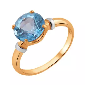 Кольцо из красного золота с топазом swiss с родированием 11-1839-10-10