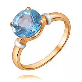 Кольцо из красного золота с топазом swiss с родированием 11-1839-10-10