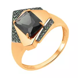 Кольцо из красного золота с турмалином и куб. цирконием к3924V33