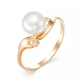 Кольцо из красного золота с жемчугом 21042A1