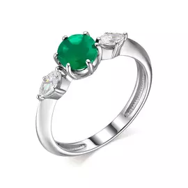 Кольцо из серебра с агатом и фианитами 01-1928/00АГ-00