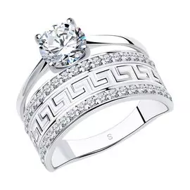 Кольцо из серебра с эмалью и фианитами 94011132