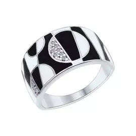 Кольцо из серебра с эмалью и фианитами 94012208