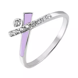 Кольцо из серебра с эмалью и фианитами с родированием 11-1194-23-86