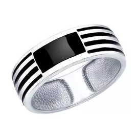 Кольцо из серебра с эмалью с родированием 94011867