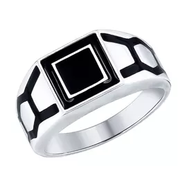 Кольцо из серебра с эмалью с родированием 94012537