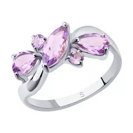 Кольцо из серебра с аметистами 92011658