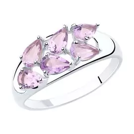 Кольцо из серебра с аметистами 92011819