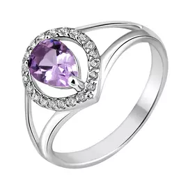 Кольцо из серебра с аметистом и фианитами 11-0988-23-07