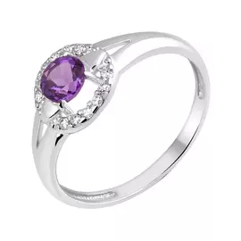 Кольцо из серебра с аметистом и фианитами 11-1428-23-07