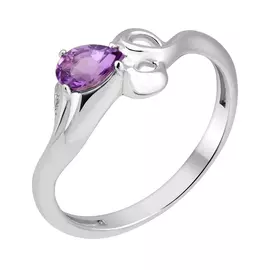 Кольцо из серебра с аметистом и фианитами с родированием 11-1372-23-07