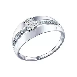 Кольцо из серебра с фианитами 94011472