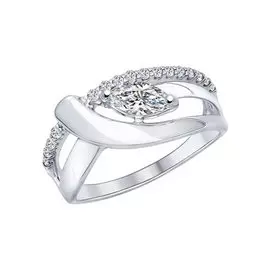 Кольцо из серебра с фианитами 94012106