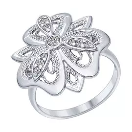 Кольцо из серебра с фианитами 94012288