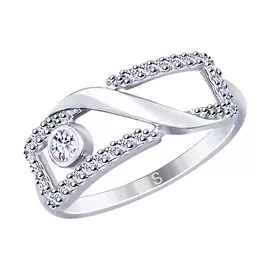 Кольцо из серебра с фианитами 94012647