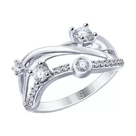 Кольцо из серебра с фианитами 94012669