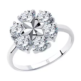 Кольцо из серебра с фианитами 94012979