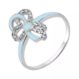 Кольцо из серебра с фианитами и эмалью с родированием 11-1265-23-85