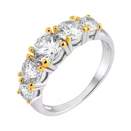 Кольцо из серебра с фианитами с позолотой и родированием И1-406-28-01