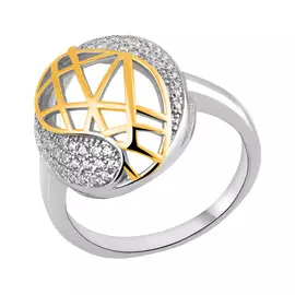Кольцо из серебра с фианитами с позолотой и родированием И1-866-28-01