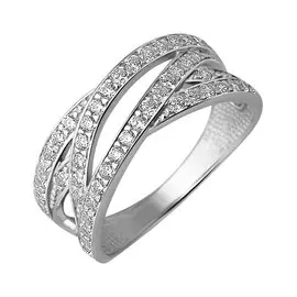 Кольцо из серебра с фианитами с родированием 11-0005-23-01