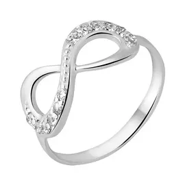 Кольцо из серебра с фианитами с родированием 11-0021-23-01