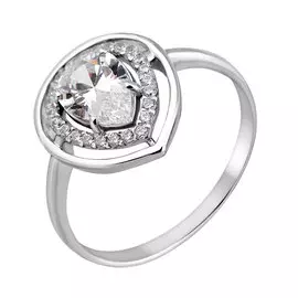 Кольцо из серебра с фианитами с родированием 11-0025-23-01