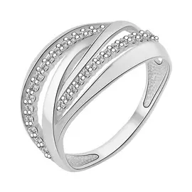 Кольцо из серебра с фианитами с родированием 11-0047-23-01