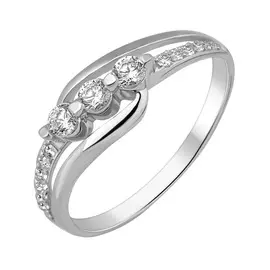 Кольцо из серебра с фианитами с родированием 11-0059-23-01