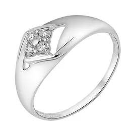 Кольцо из серебра с фианитами с родированием 11-0068-23-01