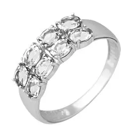 Кольцо из серебра с фианитами с родированием 11-0084-23-01