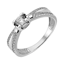 Кольцо из серебра с фианитами с родированием 11-0129-23-01