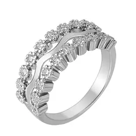 Кольцо из серебра с фианитами с родированием 11-0169-23-01