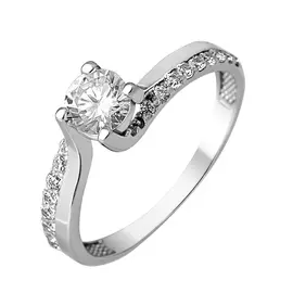 Кольцо из серебра с фианитами с родированием 11-0178-23-01