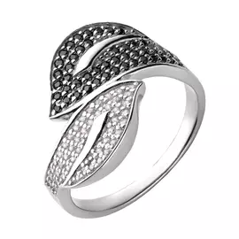 Кольцо из серебра с фианитами с родированием 11-0186-23-61