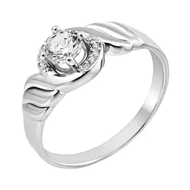 Кольцо из серебра с фианитами с родированием 11-0190-23-01