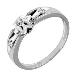 Кольцо из серебра с фианитами с родированием 11-0414-23-01