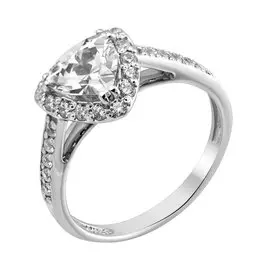 Кольцо из серебра с фианитами с родированием 11-0648-23-01