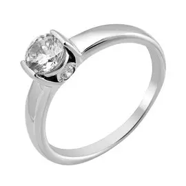 Кольцо из серебра с фианитами с родированием 11-0668-23-01