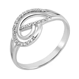 Кольцо из серебра с фианитами с родированием 11-1006-23-01