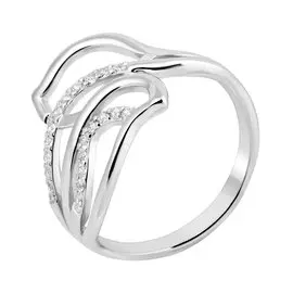 Кольцо из серебра с фианитами с родированием 11-1007-23-01