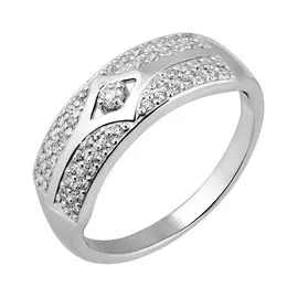 Кольцо из серебра с фианитами с родированием 11-1155-23-01